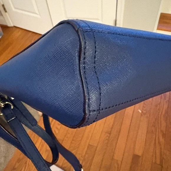 Lo & Sons Pearl Handbag, Blue/Navy Saffiano with Gold Hardware - Picture 12 of 15